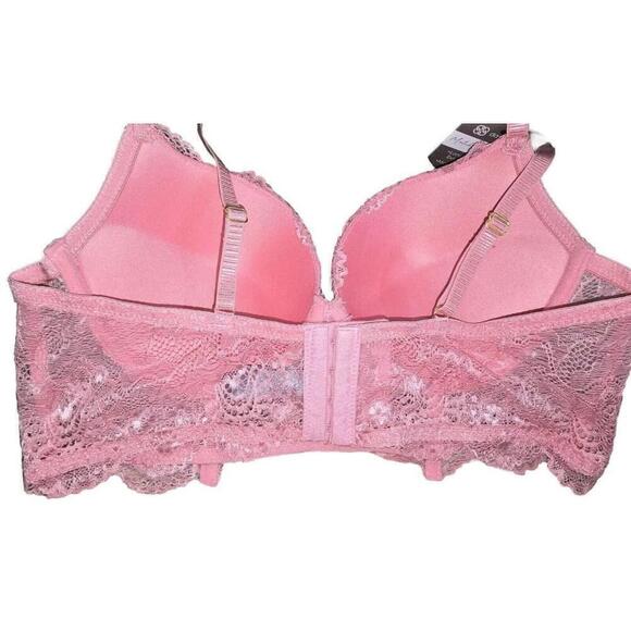 Pink Daisy Fuentes Lace 36B Push Up Longline Bra Set LARGE Thong Lingerie NWT - Picture 6 of 9